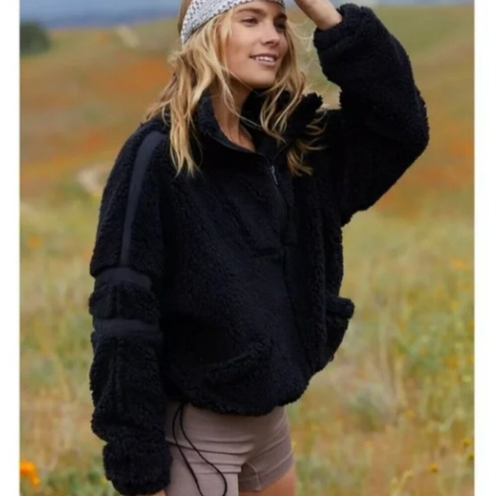 Free People FP Movement Nantucket Fleece, Black, size L